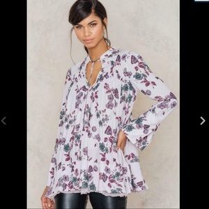 LN Free People Crepe So Fine Butterfly Smocked Tunic XS S